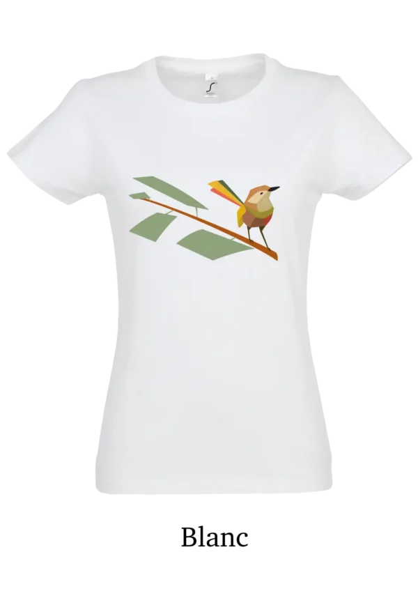 Tee-shirt coton bio, oiseau sur branche