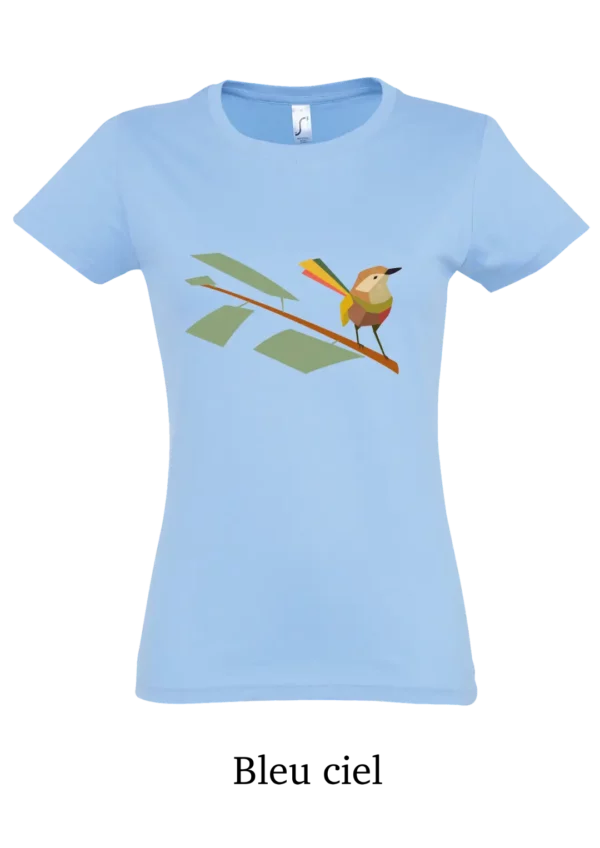 Tee-shirt coton bio, oiseau sur branche