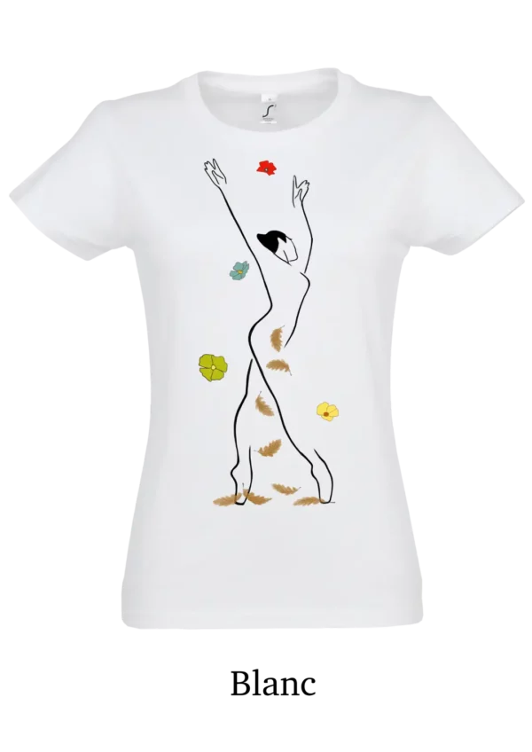 T-shirt coton bio, danseuse fleurie d'automne
