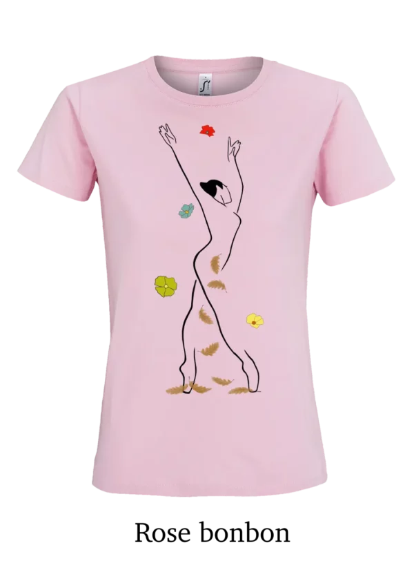 T-shirt coton bio, danseuse fleurie d'automne