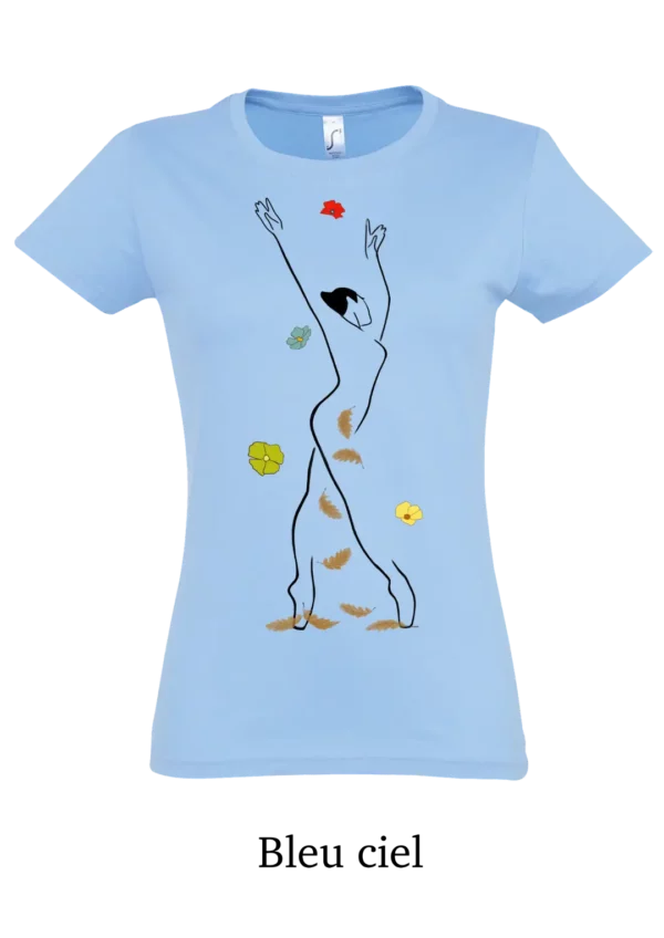 T-shirt coton bio, danseuse fleurie d'automne