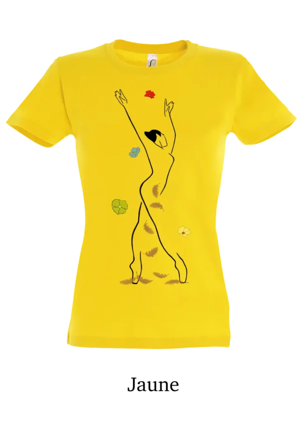 T-shirt coton bio, danseuse fleurie d'automne