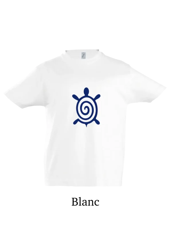 T-shirt coton bio , tortue bleu au design  minimaliste