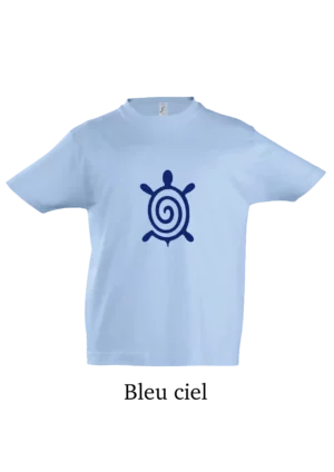 T-shirt coton bio , tortue bleu au design  minimaliste