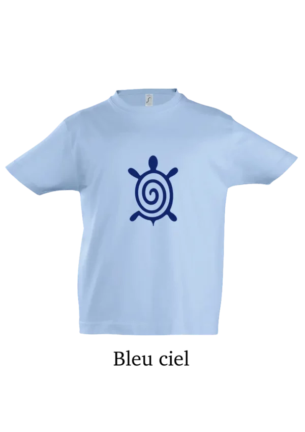 T-shirt coton bio , tortue bleu au design  minimaliste